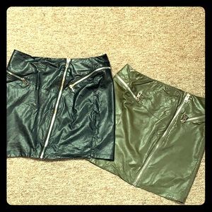 2 Zipper Pleather mini skirts